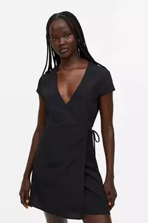 Платье из крепа с трансфером H&amp;M, черный H&M