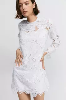 Платье с английской вышивкой H&amp;M, белый H&M