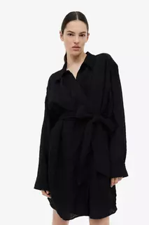 Платье из тисненой ткани с трансфером H&amp;M, черный H&M