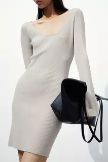 Платье из эластичного трикотажа H&amp;M, бежевый H&M