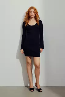 Платье из эластичного трикотажа H&amp;M, черный H&M