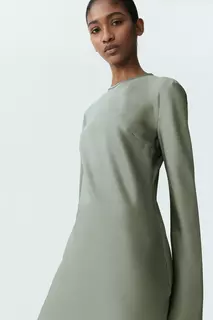 Платье средней длины с длинными рукавами H&amp;M, зеленый H&M
