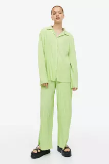 Плиссированная рубашка из джерси H&amp;M, зеленый H&M