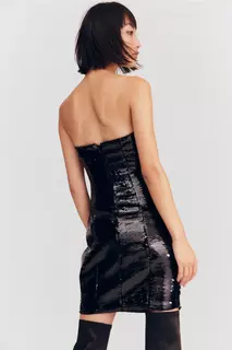 Платье-бандо с пайетками H&amp;M, черный H&M