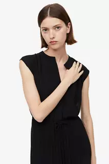 Плиссированное шифоновое платье H&amp;M, черный H&M