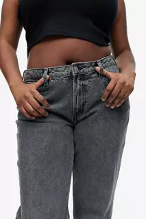 Прямые джинсы стандартного кроя с пышной посадкой H&amp;M, серый H&M