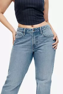 Прямые джинсы стандартного кроя с пышной посадкой H&amp;M, синий H&M