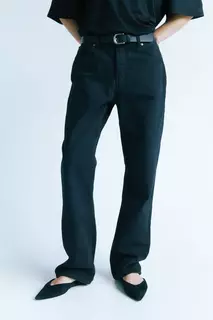 Прямые высокие джинсы H&amp;M, черный H&M
