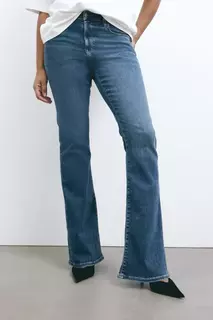 Расклешенные высокие джинсы true to you H&amp;M, синий H&M