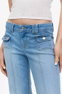 Расклешенные джинсы с низким карго H&amp;M, синий H&M