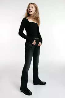 Расклешенные низкие джинсы H&amp;M, серый H&M