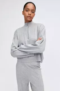 Пуловер тонкой вязки с молнией сверху H&amp;M, серый H&M