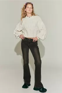 Расклешенные низкие джинсы H&amp;M, коричневый H&M