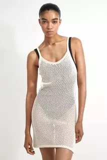 Пляжное платье ажурной вязки H&amp;M, бежевый H&M
