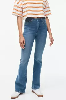 Расклешенные высокие джинсы H&amp;M, синий H&M