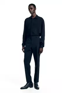 Рубашка regular fit из вискозы H&amp;M, черный H&M
