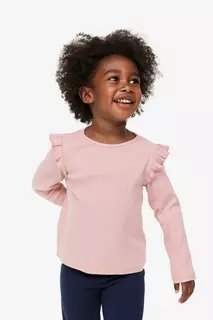 Рубчатая блузка с рюшами H&amp;M, розовый H&M