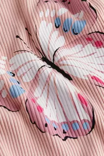 Рубчатая блузка с рюшами H&amp;M, розовый H&M
