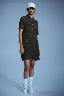 Рельефное трикотажное платье с бахромой H&amp;M, черный H&M