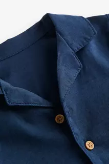 Рубашка с короткими рукавами и широким воротником H&amp;M, синий H&M