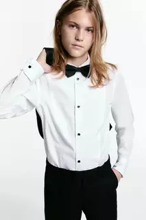 Рубашка-смокинг с галстуком-бабочкой H&amp;M, белый H&M