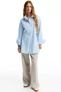 Рубашка из поплина с открытой спиной H&amp;M, синий H&M