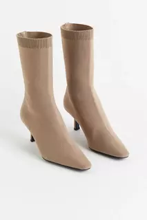 Сапоги-носки на каблуке H&amp;M, бежевый H&M