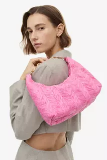 Соломенная сумка через плечо H&amp;M, розовый H&M