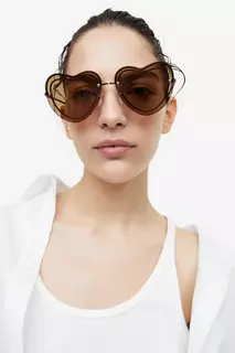Солнцезащитные очки с линзами в форме сердца H&amp;M, коричневый H&M