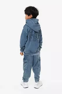 Свободные брюки-карго с застиранным эффектом H&amp;M, синий H&M