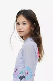 Сетчатая блузка с принтом H&amp;M, фиолетовый H&M