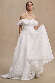 Свадебное платье-трансформер Jenny Yoo Priscilla с открытыми плечами, слоновая кость