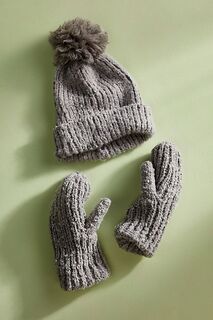 Terrain Подарочный набор «Вязаная шапка + варежки», серый