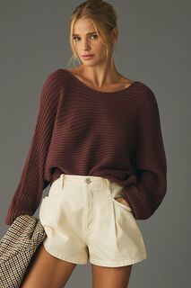 Асимметричный укороченный пуловер от Anthropologie, коричневый