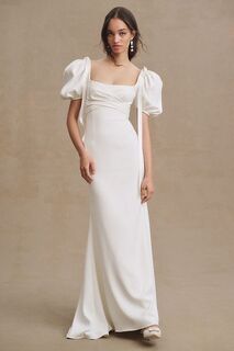 Свадебное платье-футляр Watters Eloise с объемными рукавами, айвори