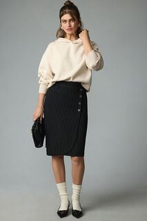 Асимметричная юбка-миди с брюками Anthropologie, черно/белый
