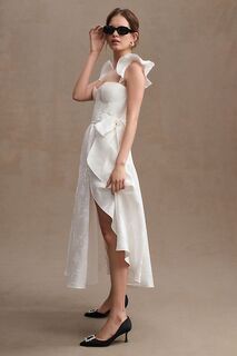 Платье-бюстье V. Chapman Vera с оборками на рукавах, белый