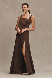 Платье BHLDN Sophia макси с квадратным вырезом, коричневый