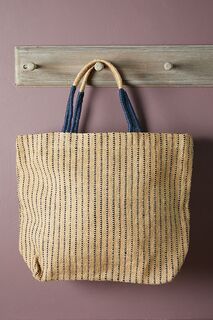 Большая сумка из джутового плетения полоска индиго, полоска индиго Terrain