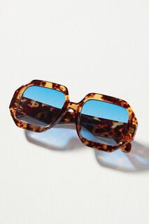 Большие круглые солнцезащитные очки I-SEA с геометрией, коричневый