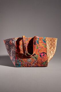 Большая сумка-тоут для покупок Anthropologie, коричневый мотив