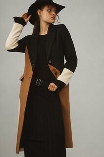 Волнистое пальто с цветными блоками Avec Les Filles, черный мотив