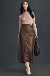 Длинная юбка Colette из искусственной кожи от Maeve, коричневый