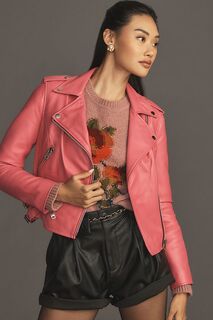 Кожаная байкерская куртка Walter Baker Liz, средне-розовый