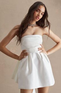 Мини-платье Watters Trifle без бретелек с бантом на спине, белый