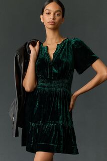 Мини-платье Somerset бархатное, темно-зеленый Anthropologie