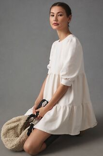 Мини-платье T.La Savannah с пышными рукавами, белый