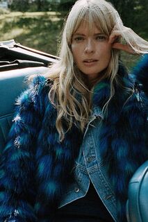 Пальто из искусственного меха Unreal Fur Firefly, синий леопард