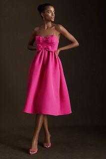 Платье миди из тафты со складками и двойным бантом Sachin &amp; Babi Sloane, розовый