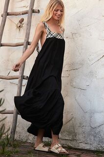 Платье миди в стиле модерн в стиле бохо от Anthropologie, черный